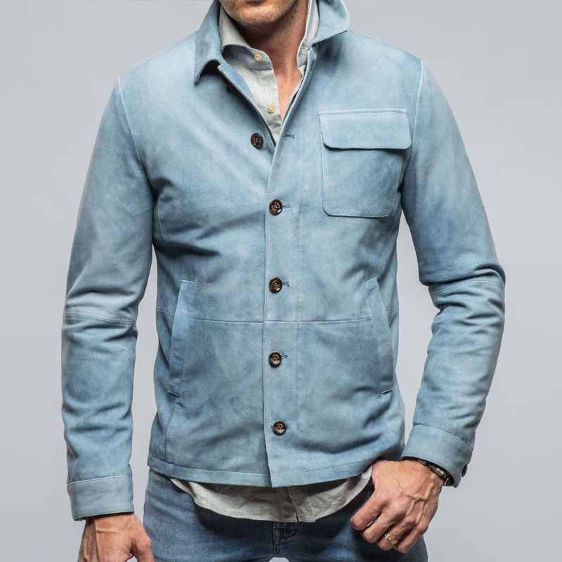 Men’s Jacket – Slim Fit – Soft Texture – Turn-Down Collar – Button Front Casual Style