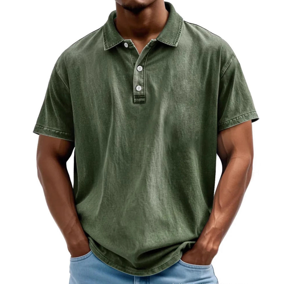 Men’s Polo Shirt – Relaxed Fit – Washed Look – Short Sleeve – Natural Fibers