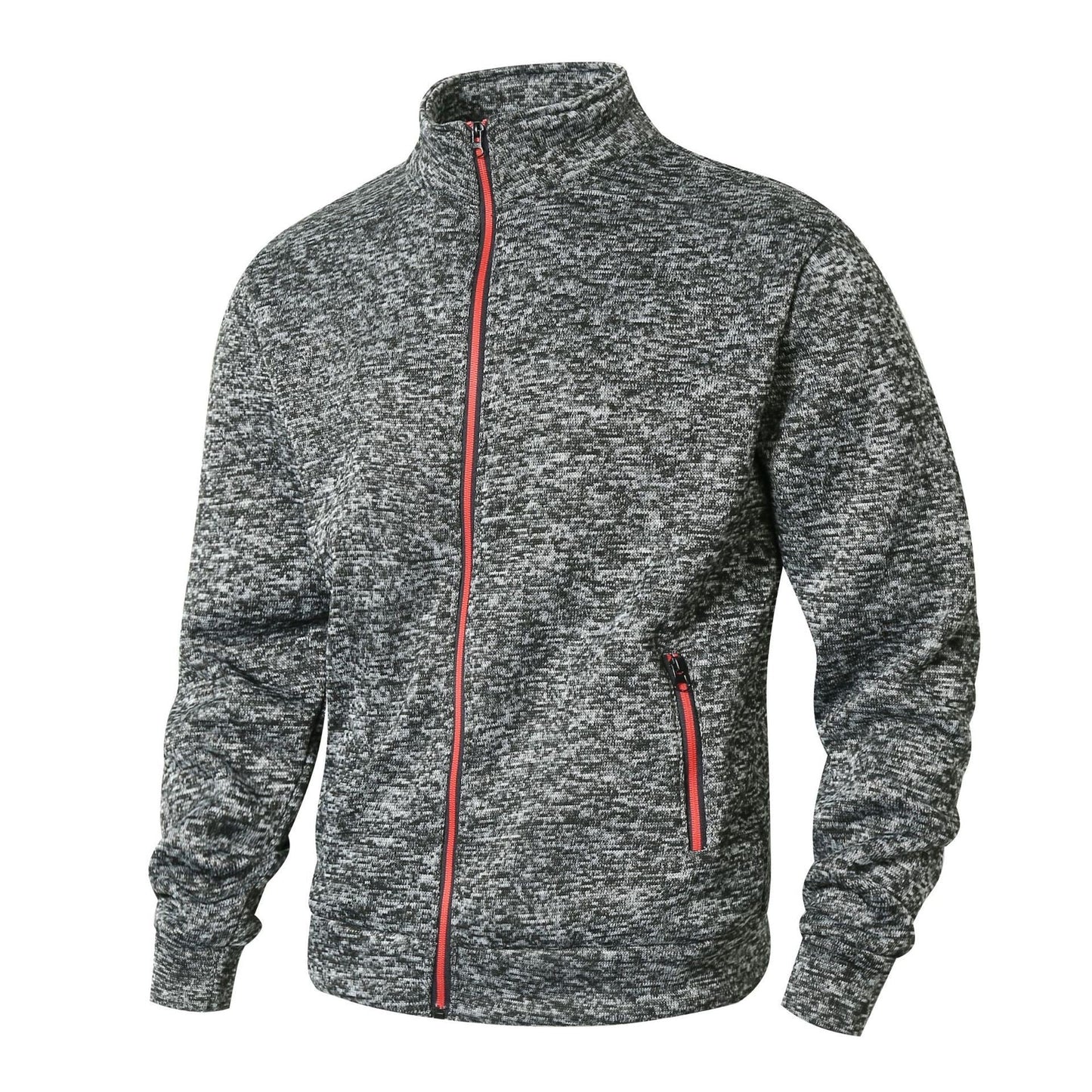 Men’s Zip-Up Jacket – Soft Knit Lined – Stand Collar – Zipper Pockets – Regular Fit
