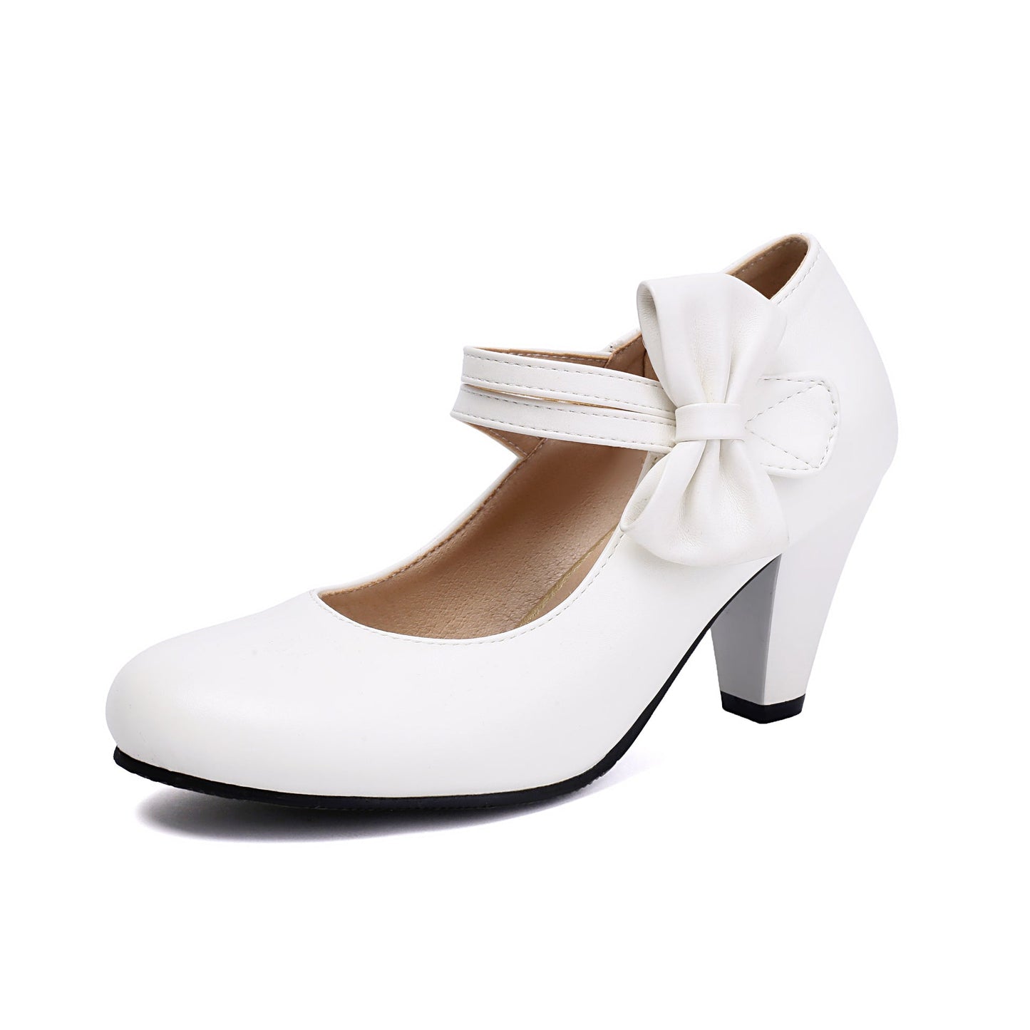 Women’s High Heel Shoes – Dual Strap – Bow Detail – Low-Cut Vamp – Sleek Finish