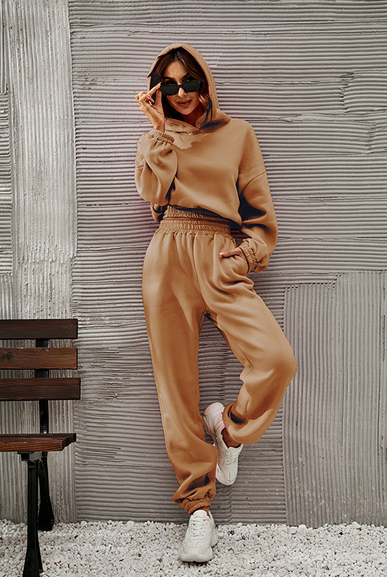 Women’s Hoodie and Pants Set – Soft Cotton – Relaxed Fit – Ribbed Cuffs – Athleisure