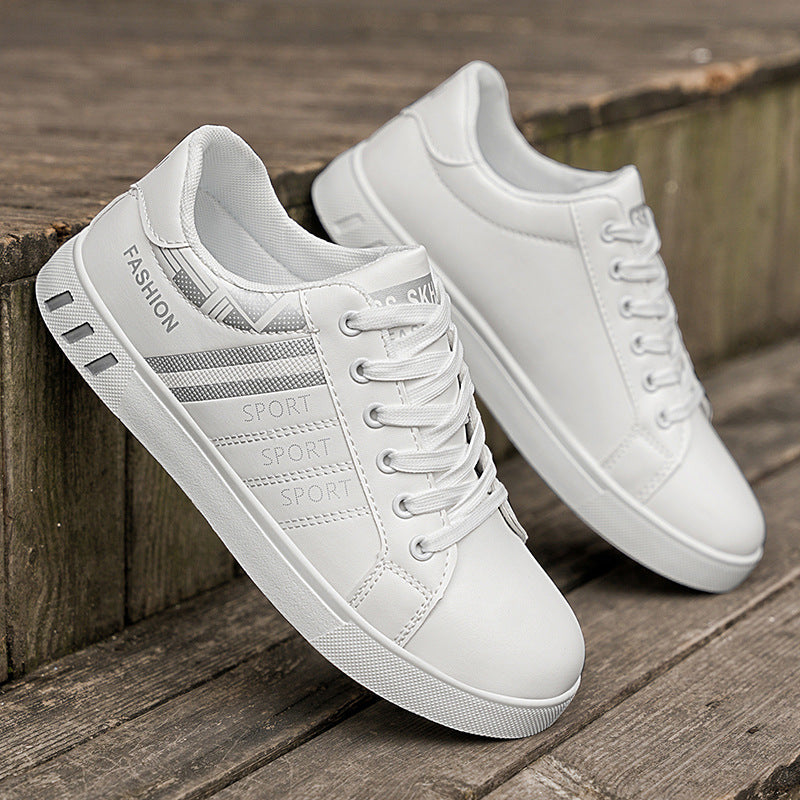 Men’s Casual Sneakers – Leather Look – Wide Fit – Lace-Up – Low Top Everyday Wear