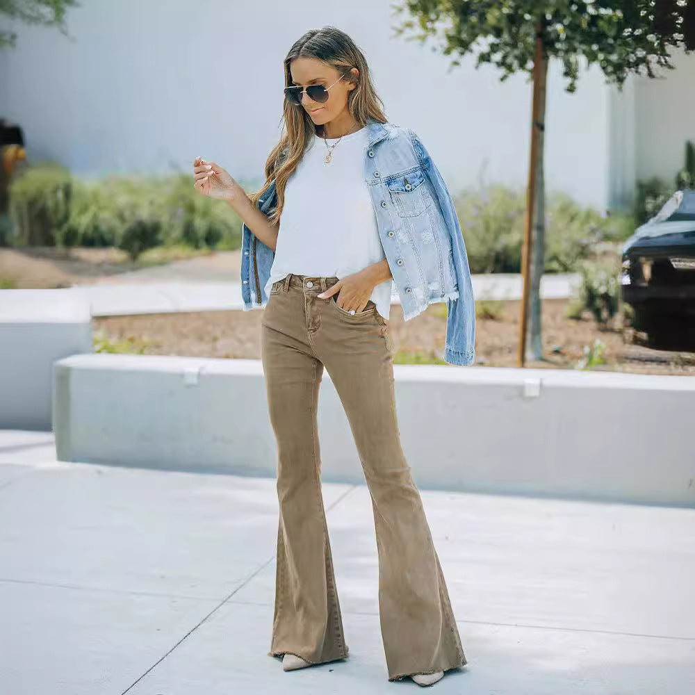 Women’s Bootcut Jeans – High Rise – Flared Leg – Full Length Natural Fibers