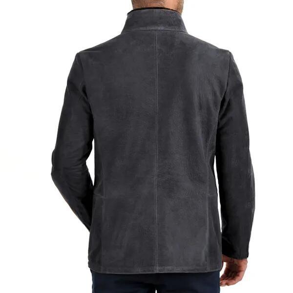 Men’s Suede Jacket – Slim Fit – Stand Collar – Zipper Front – Multi-Pocket Style