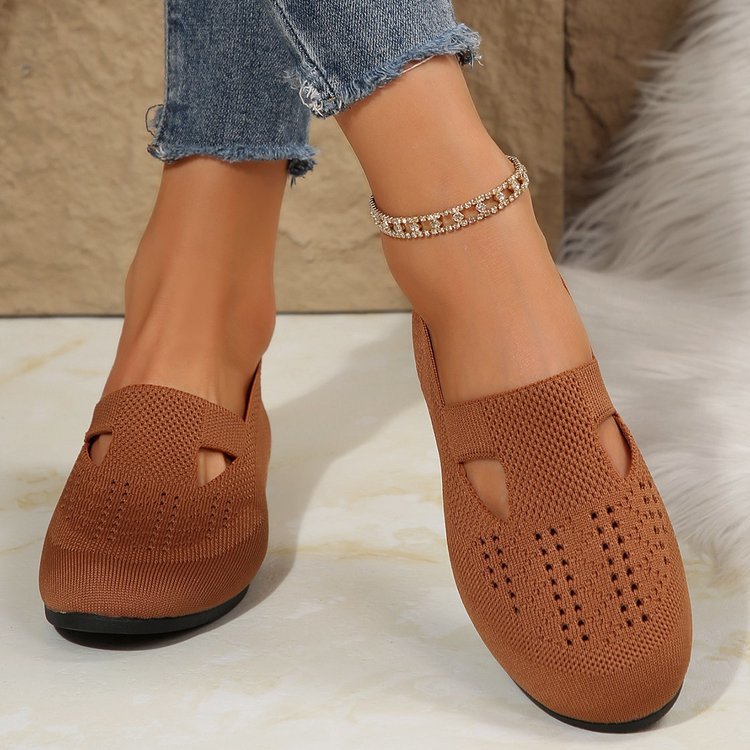 Women’s Slip-On Shoes – Soft Knit – Round Toe – Breathable Lightweight Fit