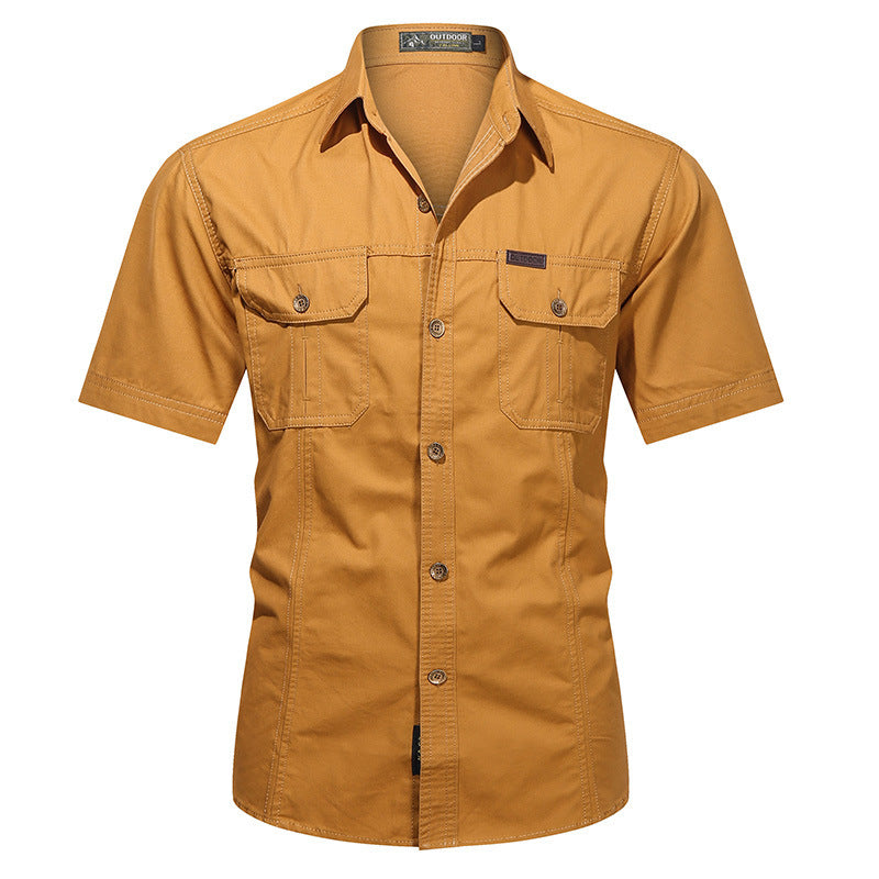 Men’s Work Shirt – Cotton Blend – Relaxed Fit – Short Sleeve Button-Up with Pockets