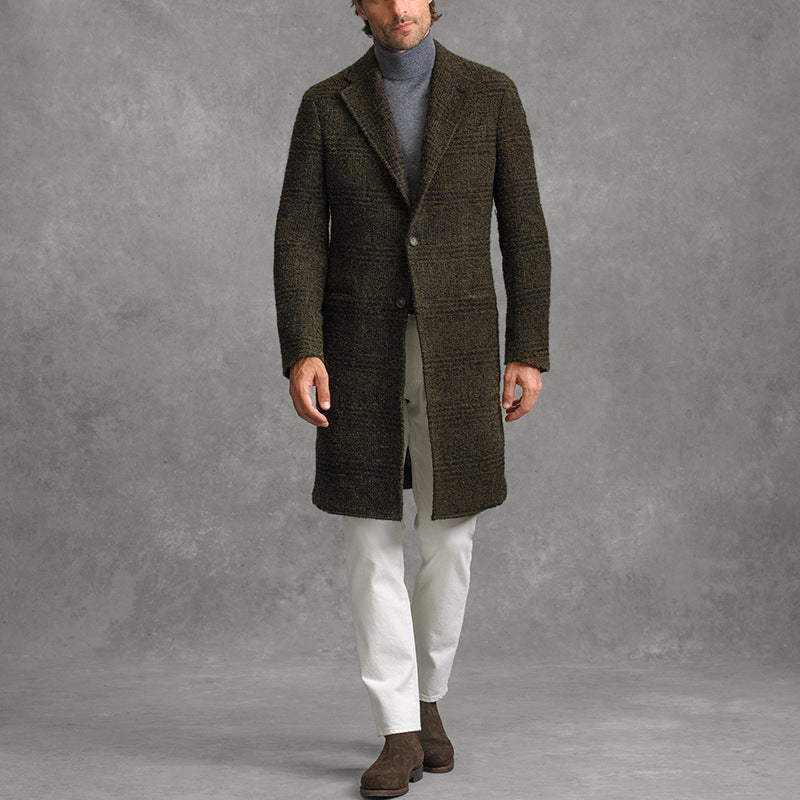 Men’s Overcoat – Tailored Fit – Mid-Length – Structured Shoulders – Classic Formal Style