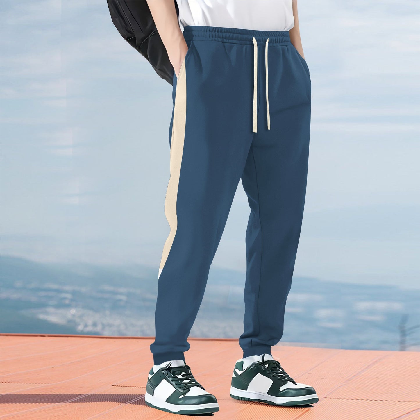Men’s Jogger Pants – Relaxed Fit – Cotton Blend – Side Stripe – Cuffed Ankle – Drawstring Waist