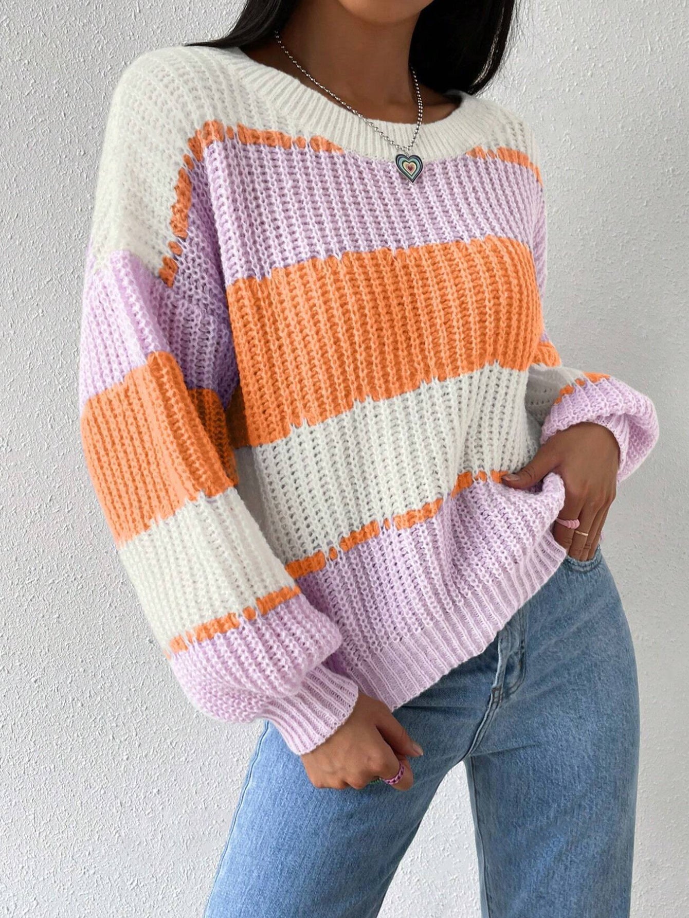 Women’s Sweater – Chunky Knit – Oversized Fit – Crew Neck – Long Sleeve Casual