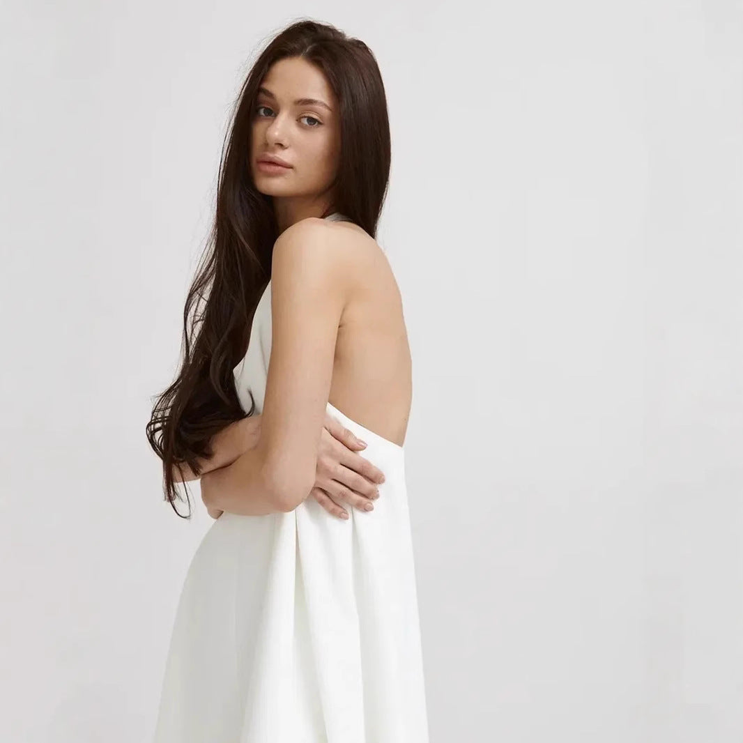 Women’s Sleeveless Midi Dress – Halter Neck – A-Line Fit – Soft Breathable Fabric