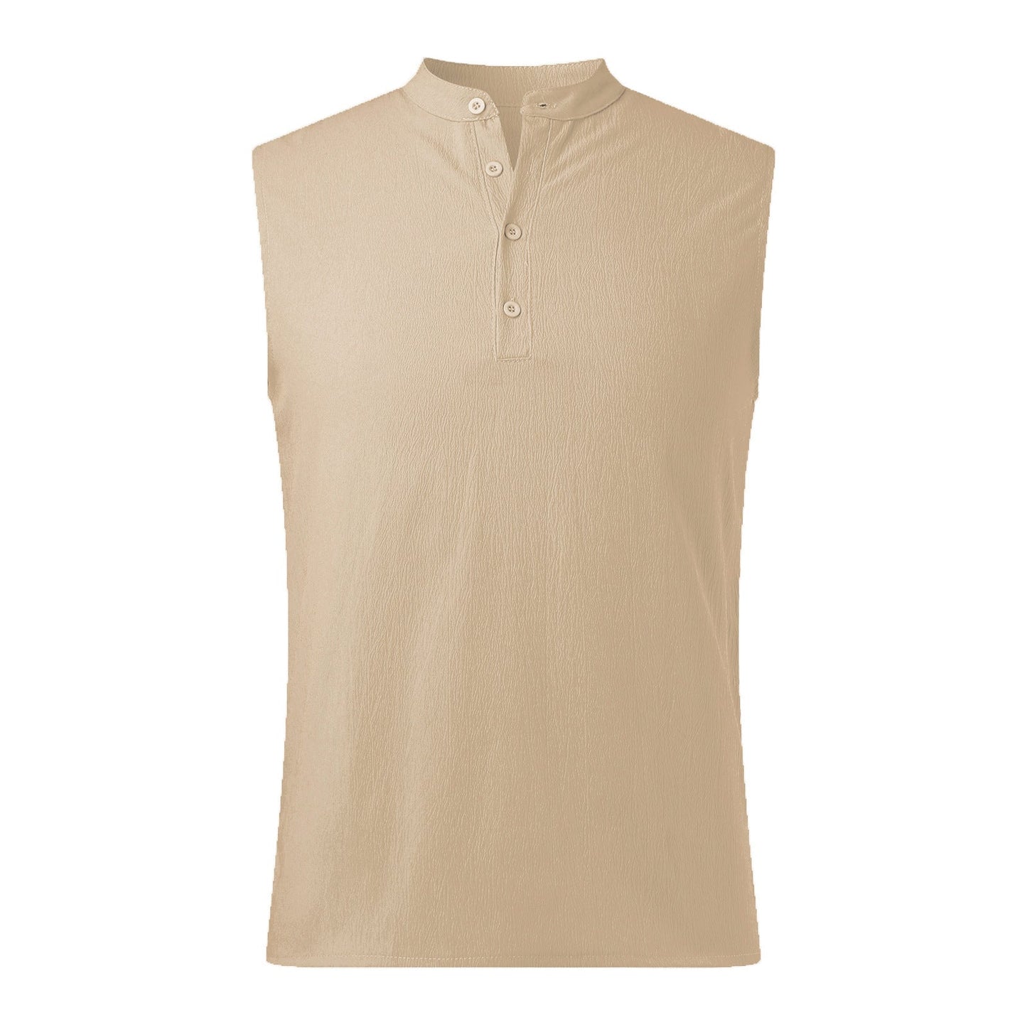 Men’s Sleeveless Vest – Cotton Blend – Mandarin Collar – Casual Fit – Half Button