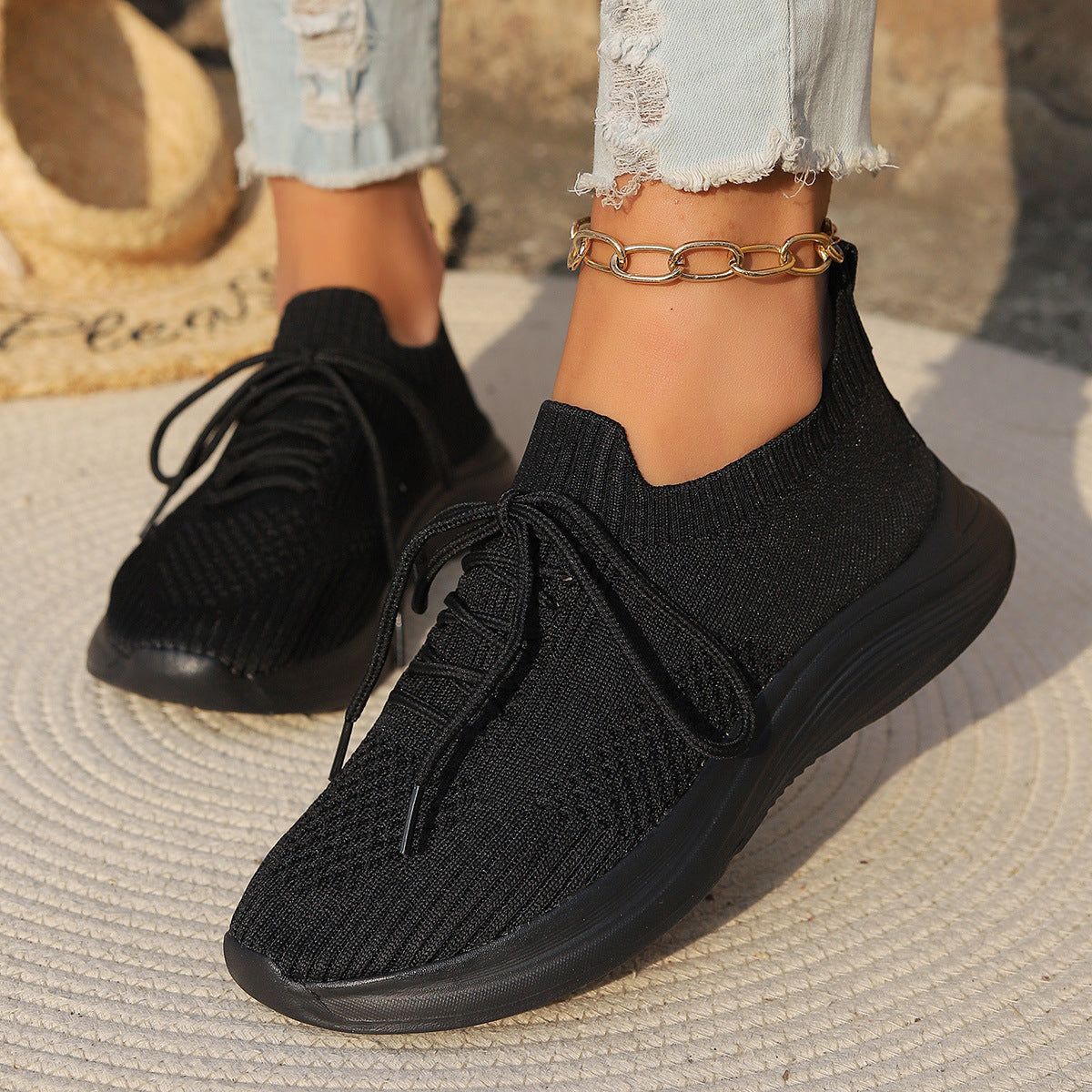 Women’s Sports Shoes – Breathable Knit – Orthopedic Support – Lace-Up