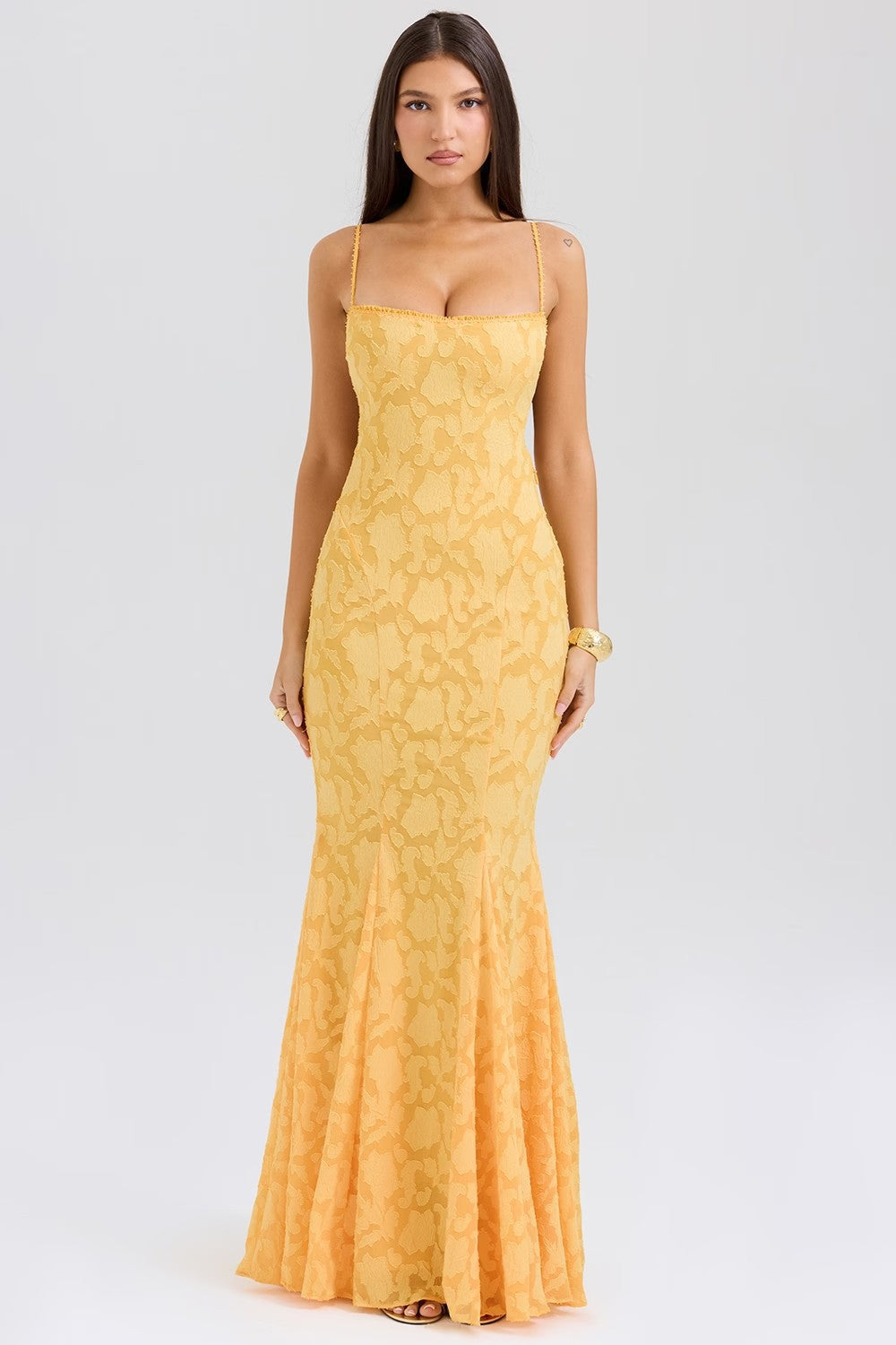 Women’s Maxi Dress – Slim Fit – Lace Trim – Spaghetti Straps – Formal Elegant Wear