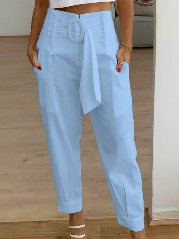 Women’s Tapered Pants – High Waist – Tailored Fit – Pleated Front