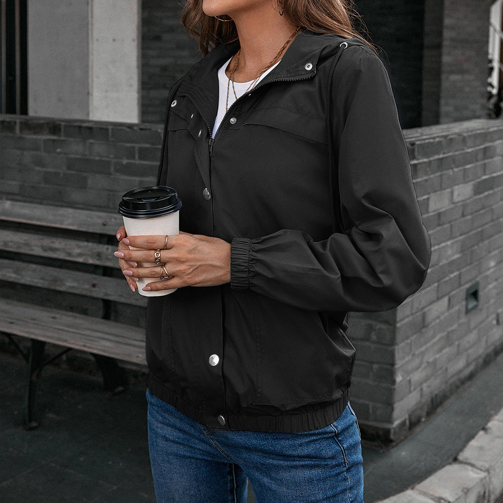 Women’s Outdoor Jacket – Waterproof – Windbreaker – Relaxed Fit – Hooded Zip Front