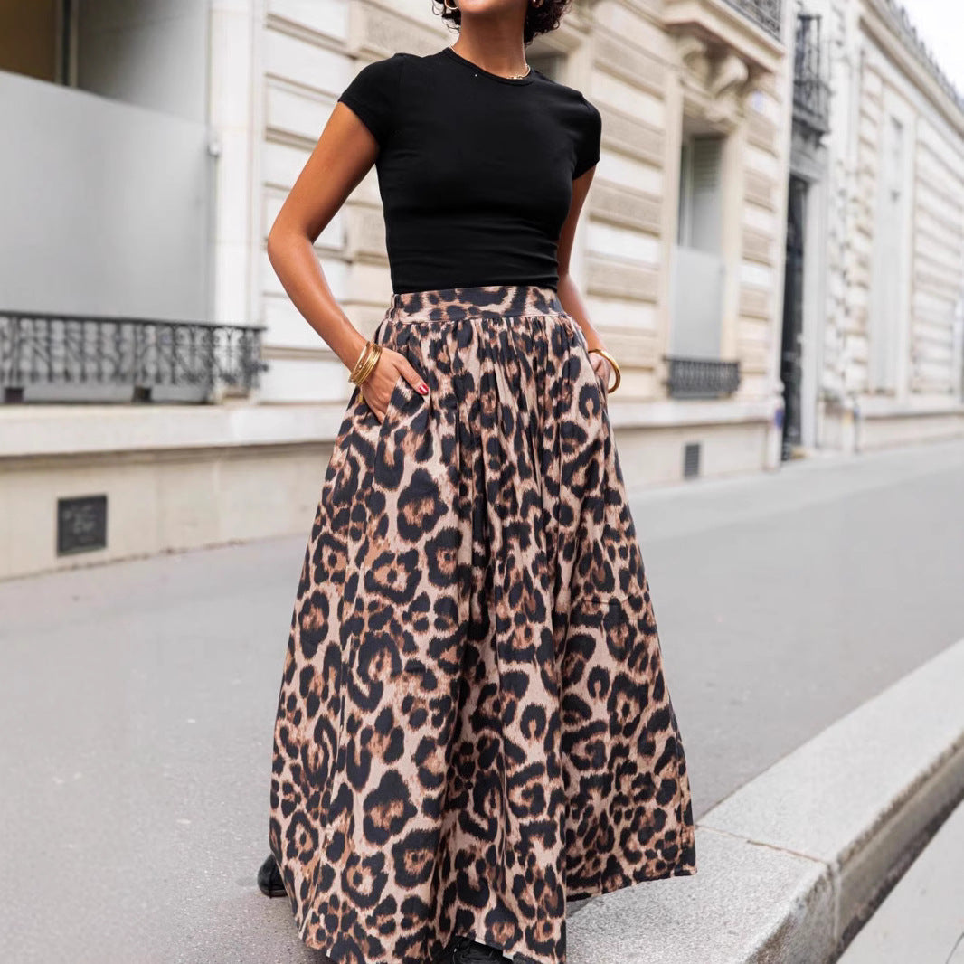 Women’s Full-Length Skirt – Flared Silhouette – Pleated Design – Lightweight Fabric