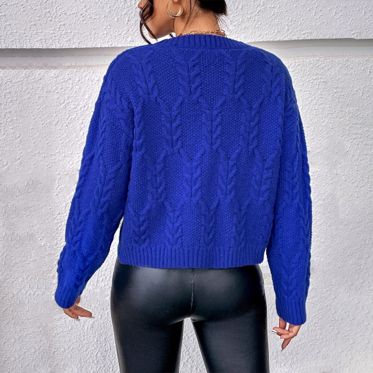 Women’s Pullover Sweater – Soft Knit – Relaxed Fit – Cable Knit – Crew Neck Long Sleeve