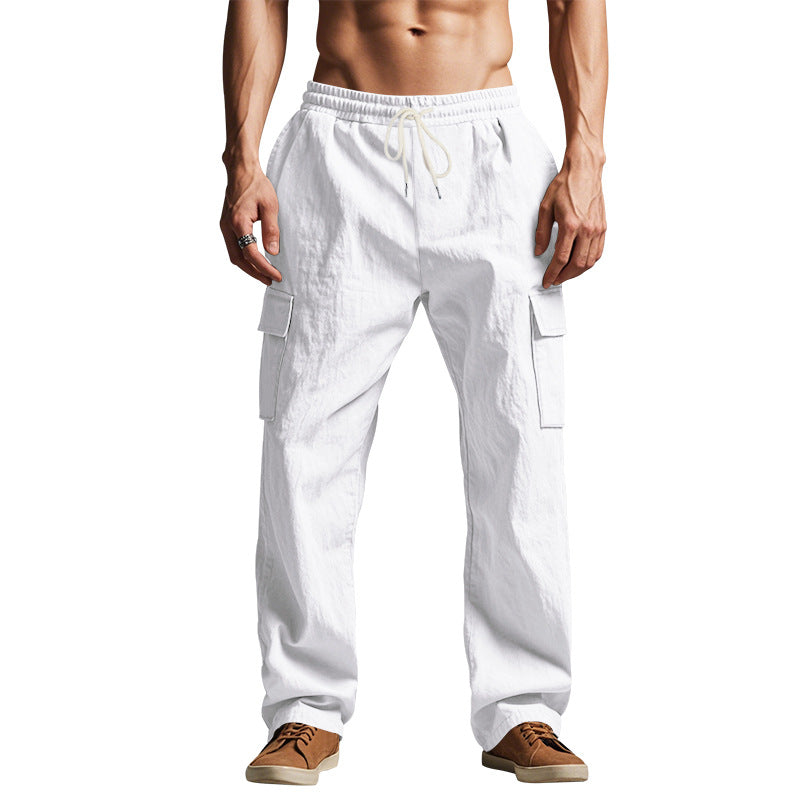 Men’s Cargo Pants – Relaxed Fit – Cotton Blend – Elastic Waist – Multi Pocket Casual