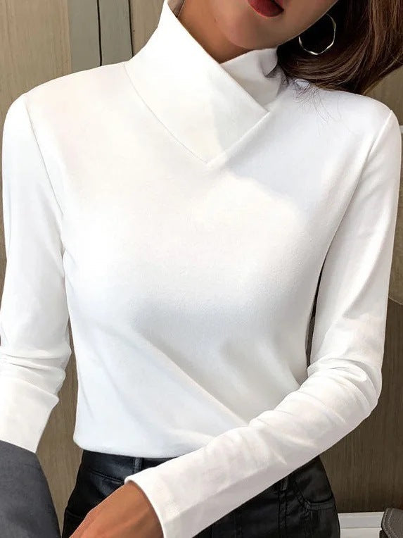 Women’s Top - Stretch Jersey - Slim Fit - Long Sleeve - Mock Turtleneck