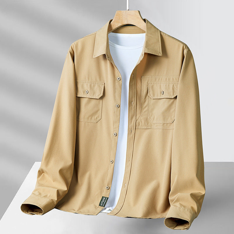 Men’s Long Sleeve Shirt – Relaxed Fit – Breathable Cotton Blend – Utility Pockets