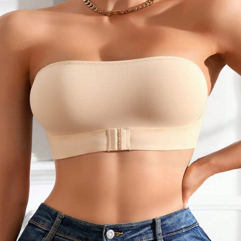Women’s Strapless Bra – Push-Up Padding – Seamless Fit – Breathable Blend – Hook Closure