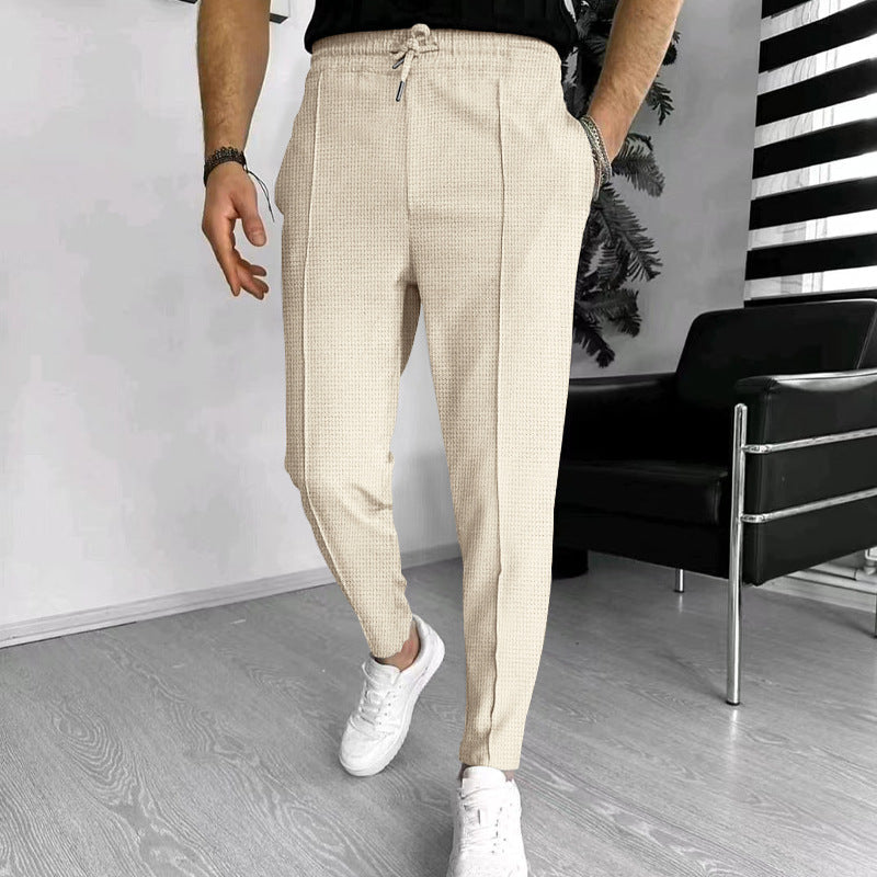 Men’s Casual Pants – Slim Fit – Stretch Fabric – Elastic Waist with Drawstring
