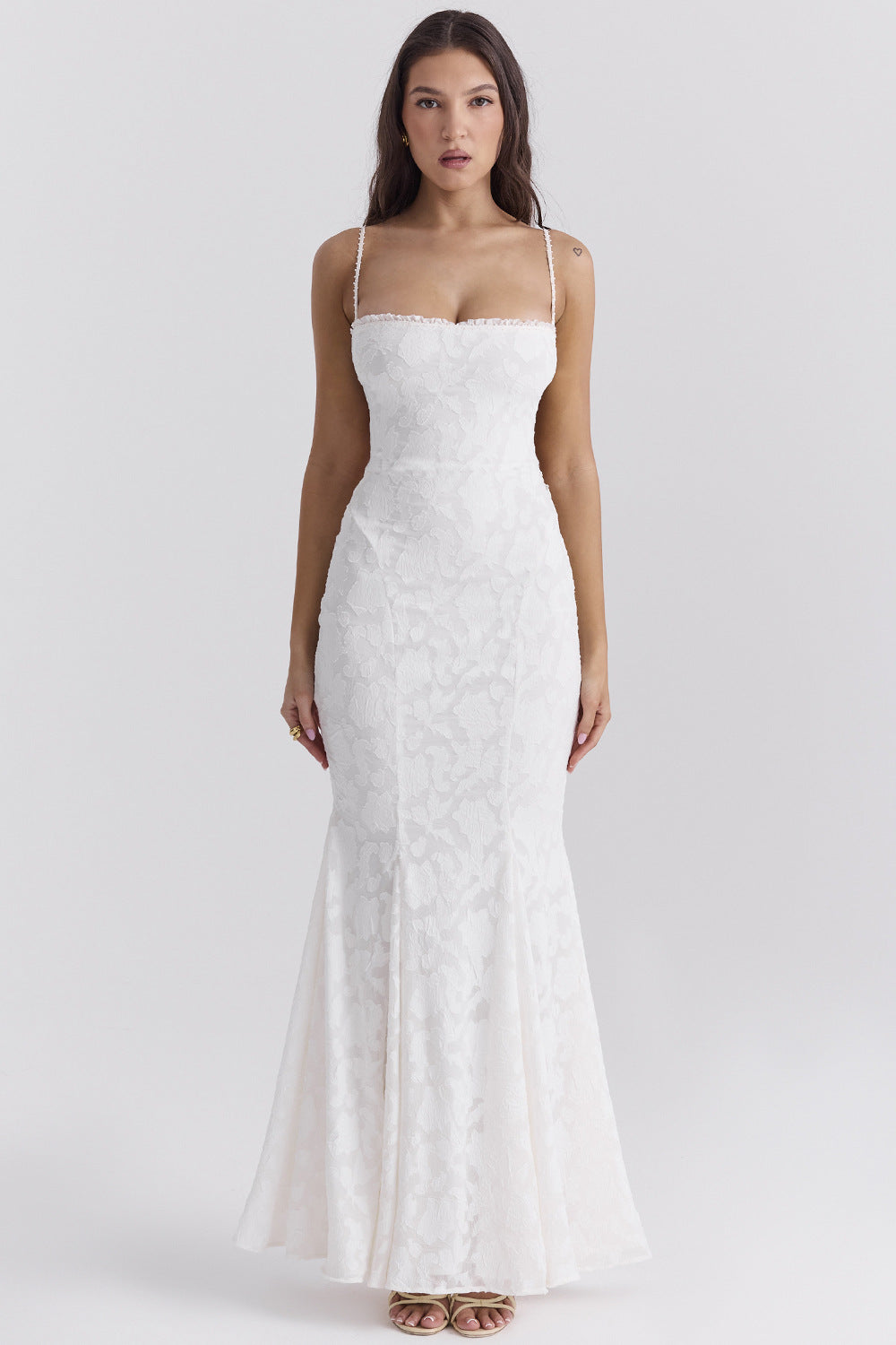 Women’s Maxi Dress – Slim Fit – Lace Trim – Spaghetti Straps – Formal Elegant Wear