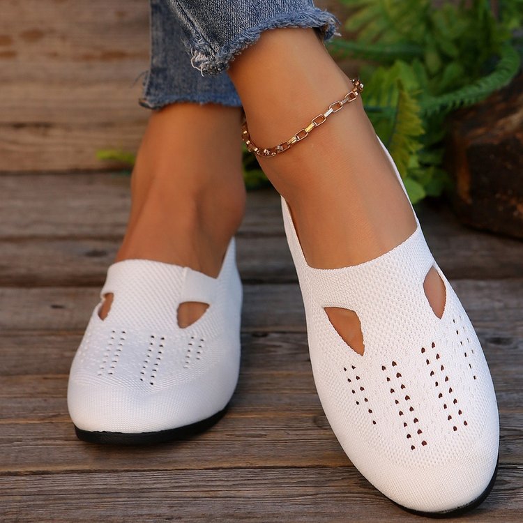Women’s Slip-On Shoes – Soft Knit – Round Toe – Breathable Lightweight Fit