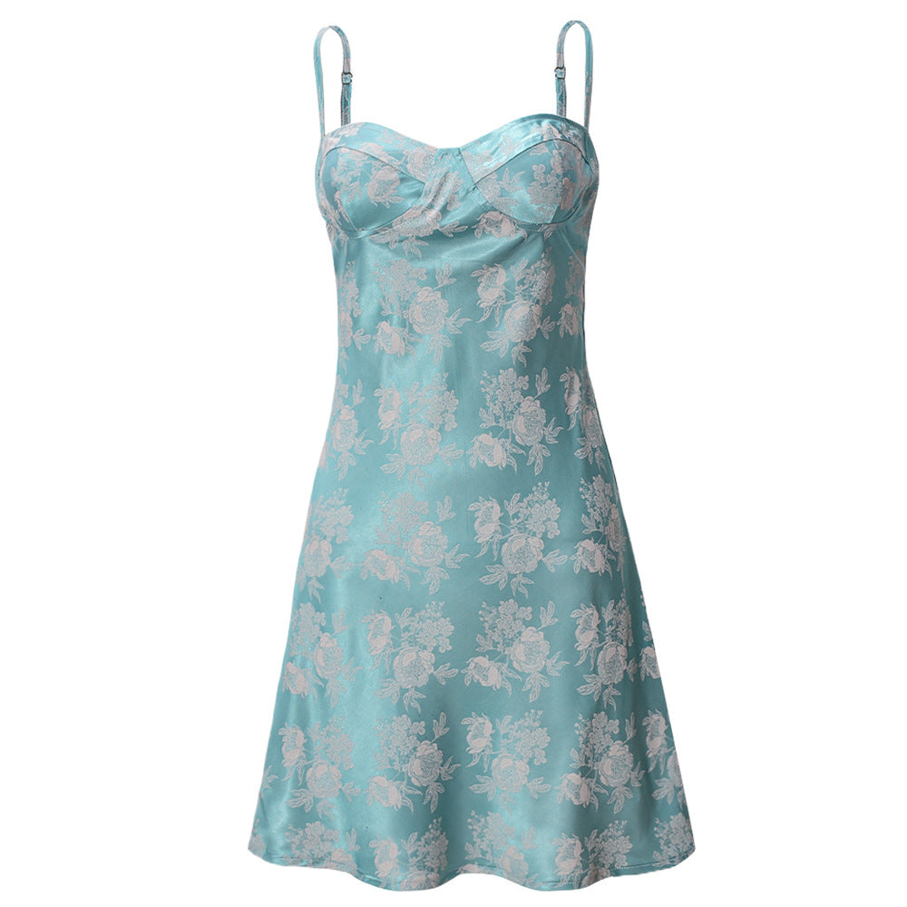 Women’s Mini Dress – Satin Fabric – Slim Fit – Spaghetti Straps – Sweetheart Neckline