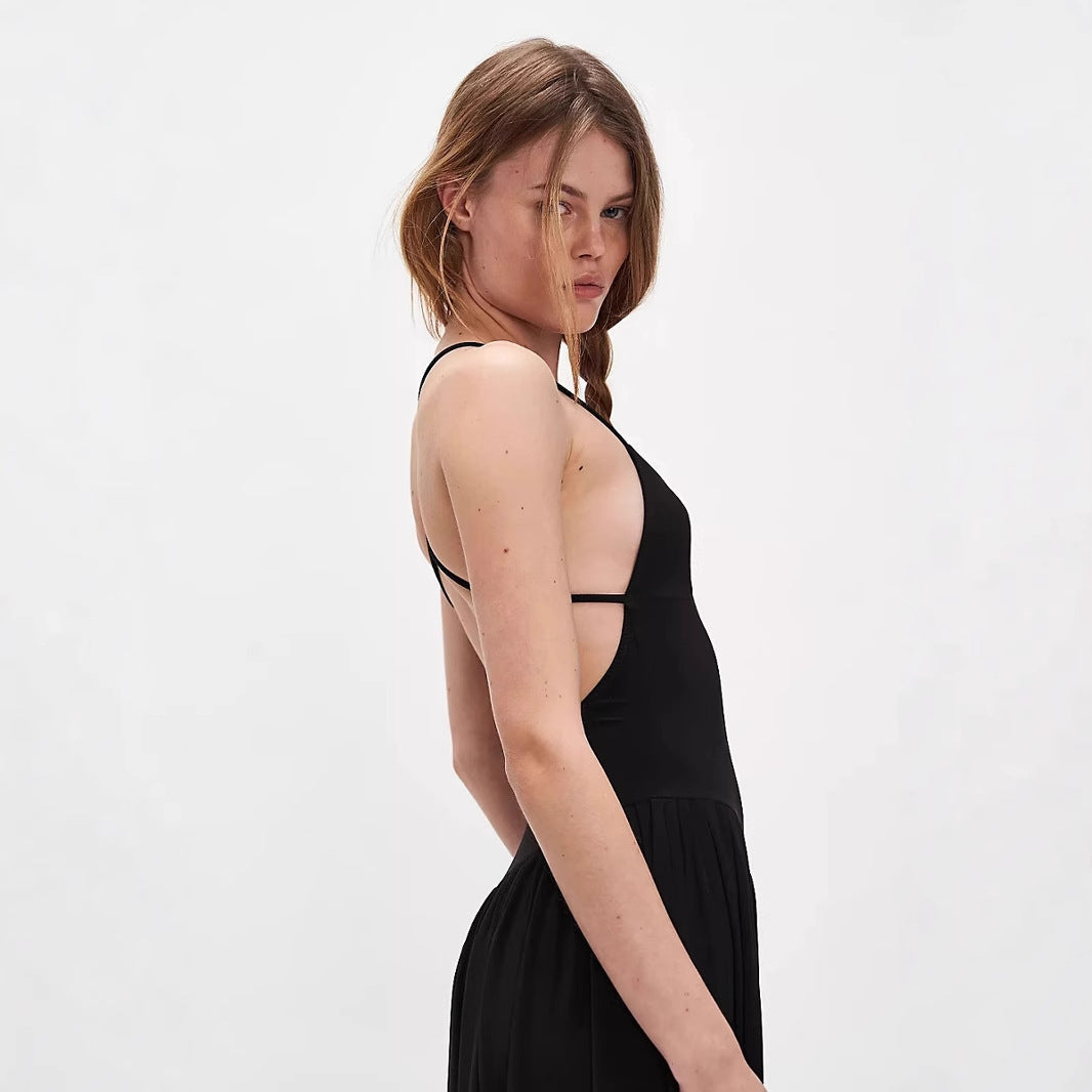 Women’s Jumpsuit – Backless Spaghetti Strap – Wide Leg – Lightweight Flowy Fit