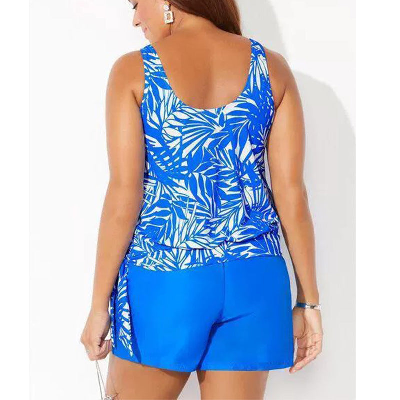 Women’s Tankini Set – Tropical Print – Scoop Neck – Relaxed Fit – Breathable Blend