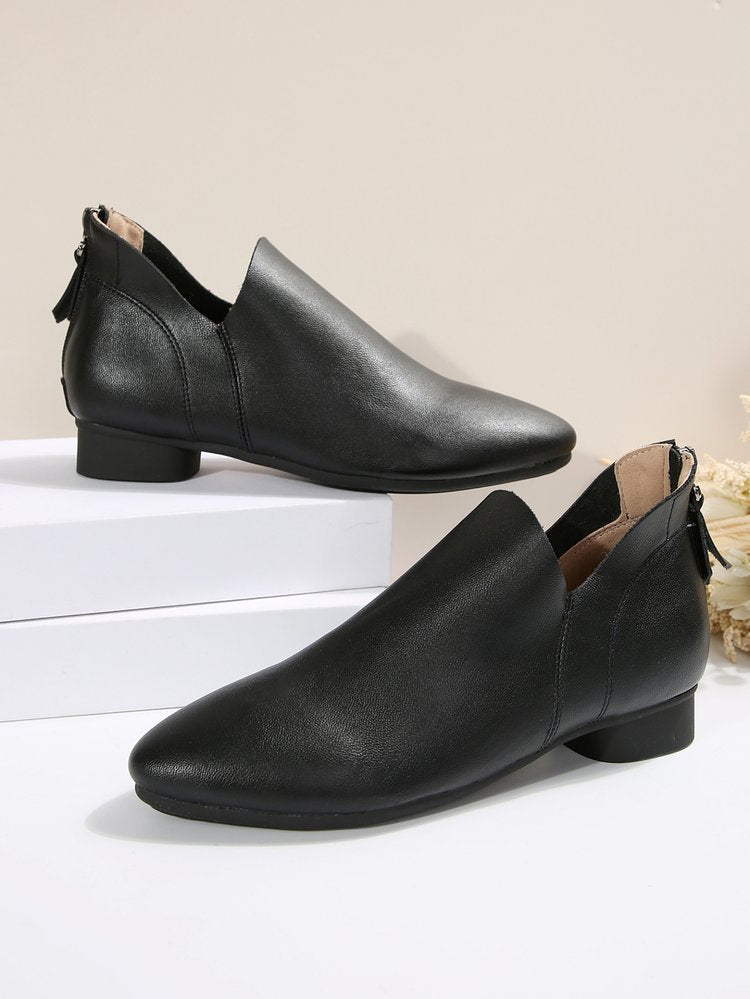 Women’s Ankle Boots – Sleek Pointed Toe – Soft Finish – Back Zipper – Low Heel