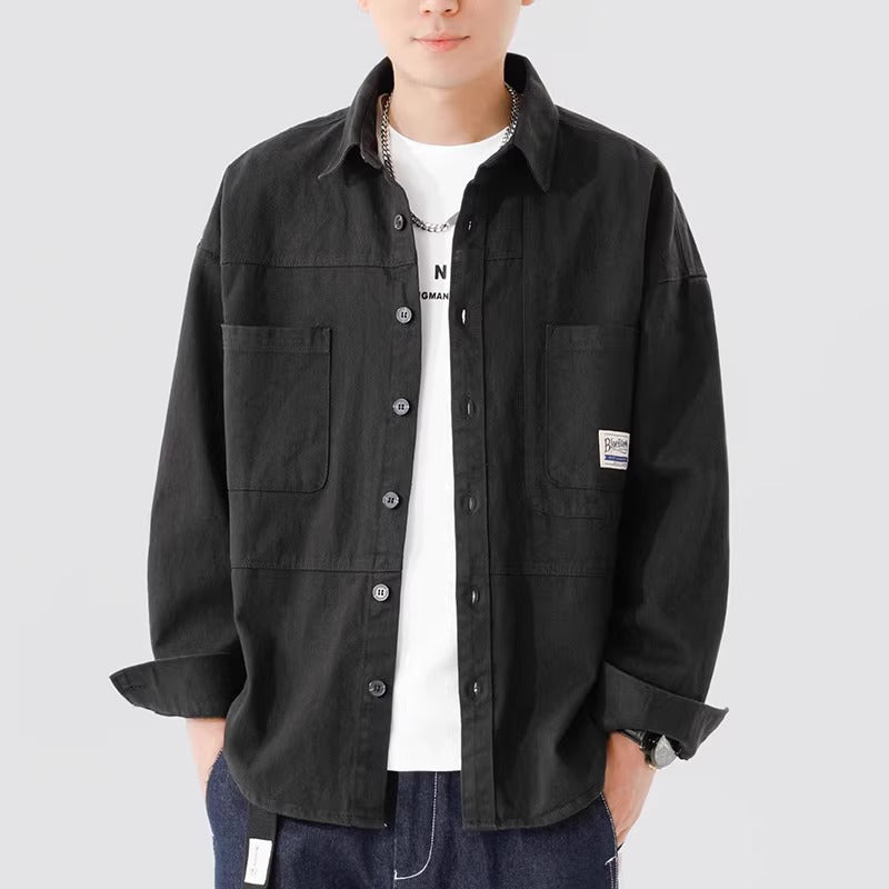 Men’s Overshirt Jacket – Relaxed Fit – Button-Up Front – Utility Style Pockets