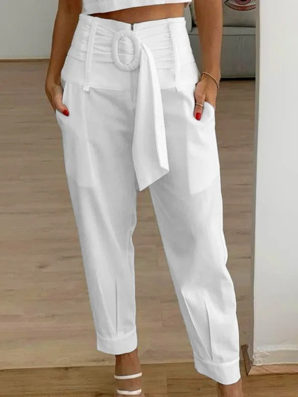 Women’s Tapered Pants – High Waist – Tailored Fit – Pleated Front