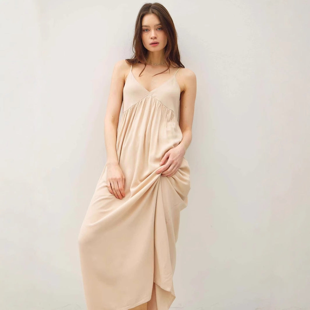 Women’s Maxi Dress – Flowy Fit – Lightweight Chiffon – V-Neck – Spaghetti Straps