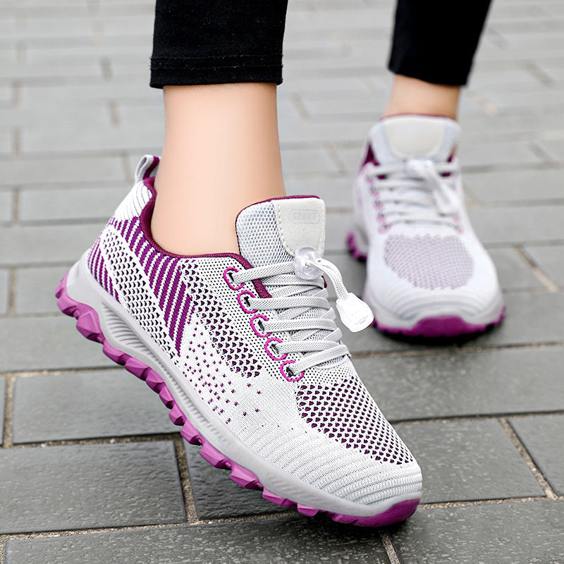 Women's Athletic Sneakers – Knit Mesh – Lightweight – Lace-Up – Low Top – Breathable