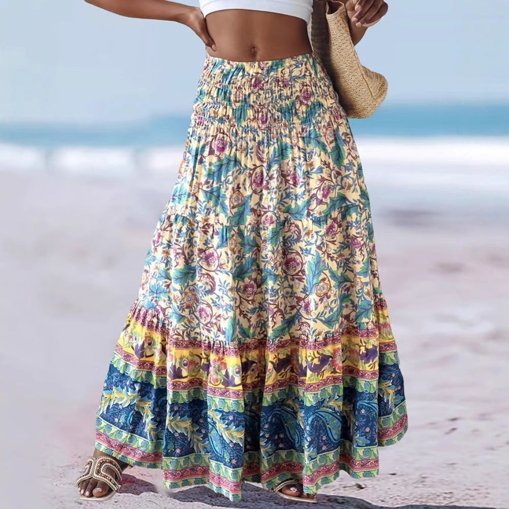 Women’s Maxi Dress – Strapless Bandeau Top – Boho Print – Flowy A-Line Fit