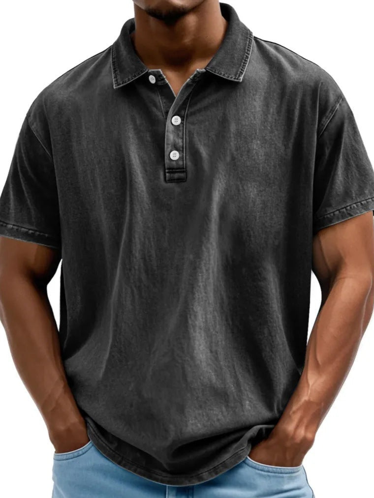 Men’s Polo Shirt – Relaxed Fit – Washed Look – Short Sleeve – Natural Fibers
