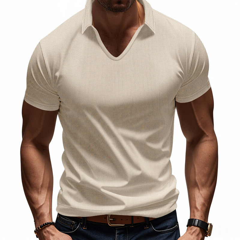 Men’s Polo Shirt – Breathable Cotton – Relaxed Fit – V-Neck Minimalist Casual Style