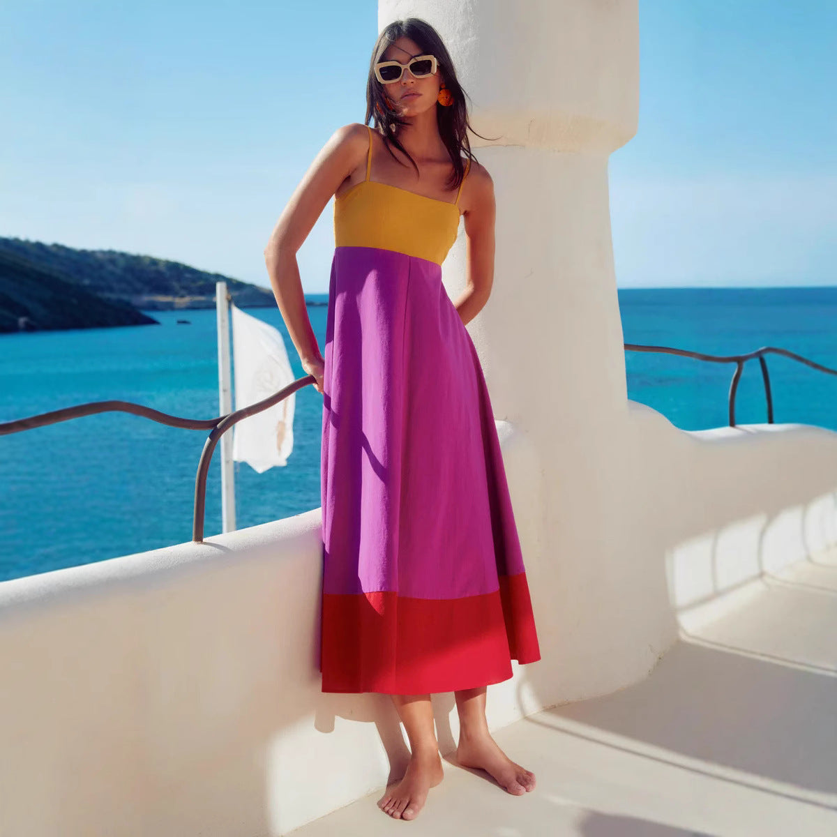 Women’s Sundress – Cotton Blend – A-Line Fit – Spaghetti Straps – Midi Length