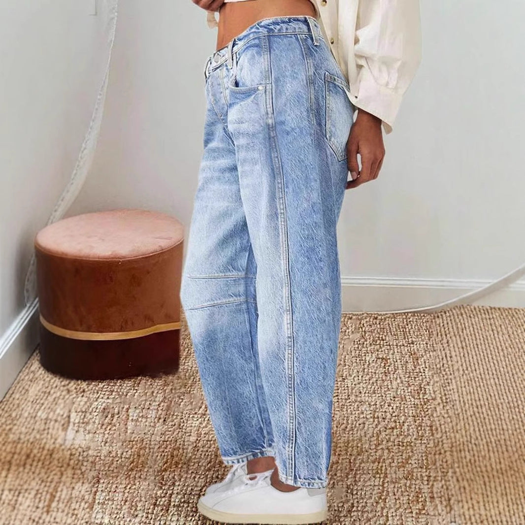 Women’s Jeans – High Waisted – Relaxed Fit – Vintage Style – Full Length Denim