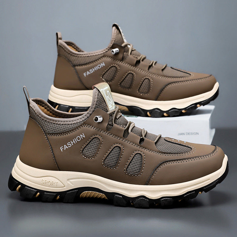 Men’s Trail Hiking Shoes – Breathable Mesh – Synthetic Leather – Rugged Grip Sole