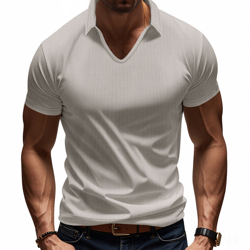 Men’s Polo Shirt – Breathable Cotton – Relaxed Fit – V-Neck Minimalist Casual Style