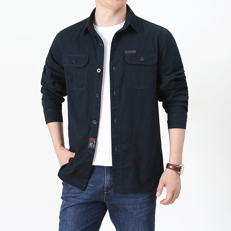Men’s Shirt Jacket – Relaxed Fit – Breathable Blend – Utility Pockets – Button Front