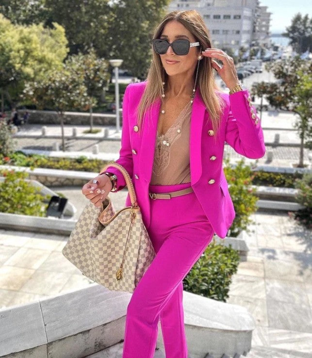 Women’s Suit Set – Tailored Fit Blazer – Double-Breasted – Slim Fit Trousers