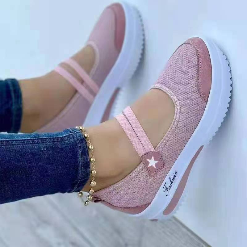 Women’s Orthopedic Casual Shoes – Breathable Mesh – Flat Heel – Elastic Slip-On