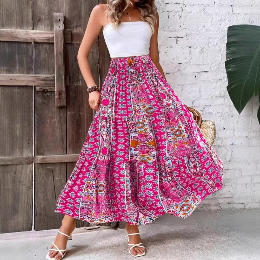 Women’s Maxi Dress – Strapless Bandeau Top – Boho Print – Flowy A-Line Fit