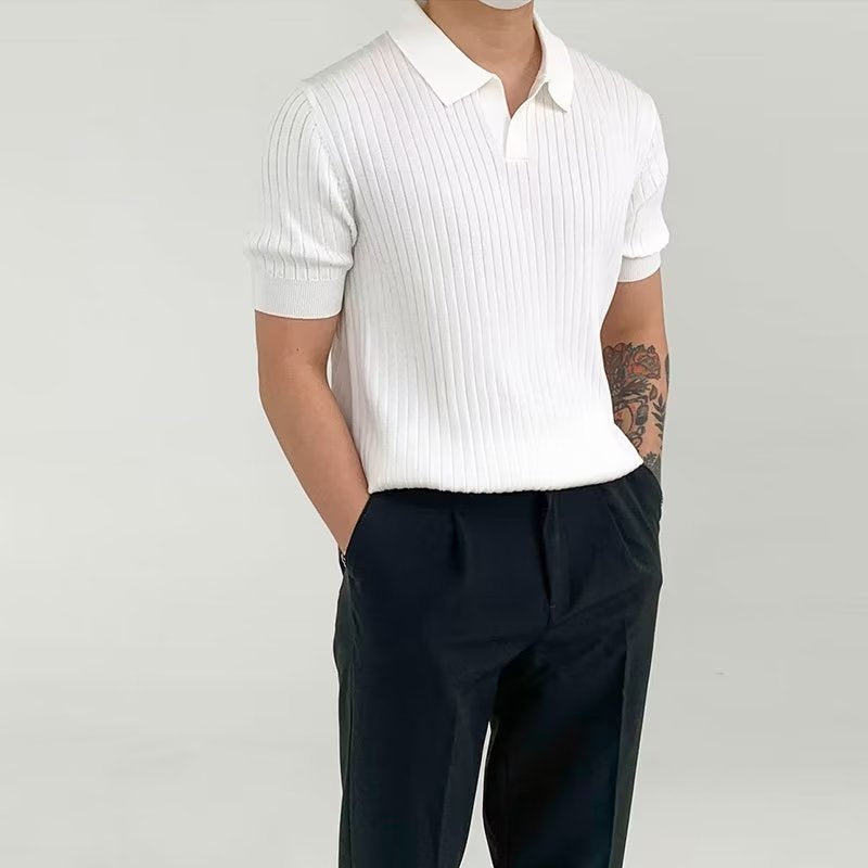 Men’s Polo Shirt – Soft Ribbed Knit – Standard Fit – Short Sleeve Casual Style