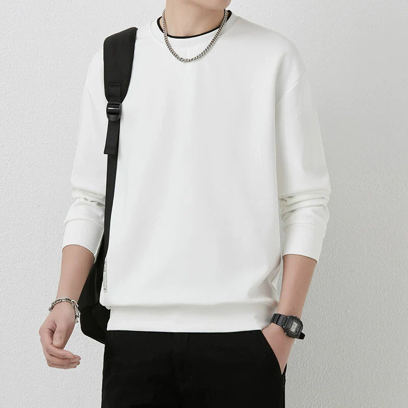 Men’s Long Sleeve T-Shirt – Regular Fit – Ribbed Knit – Crew Neck – Layered Cuffs