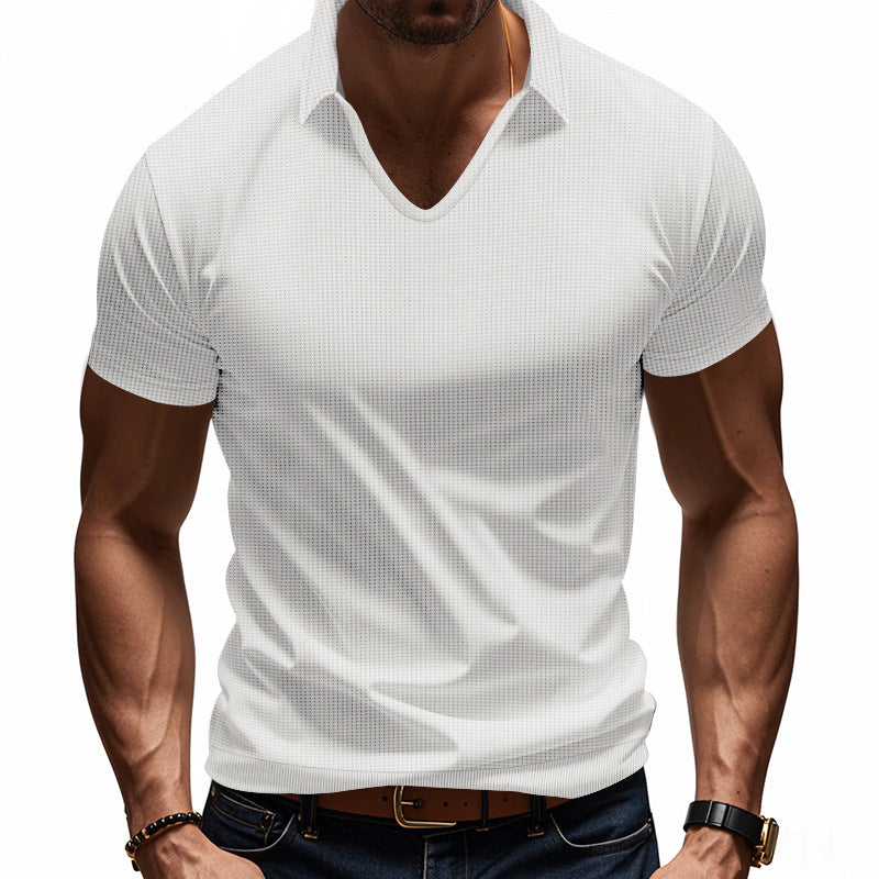 Men’s Polo Shirt – Breathable Cotton – Relaxed Fit – V-Neck Minimalist Casual Style